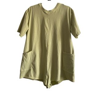 Free People Movement Green Tee Romper Size Small Oversized Pockets
